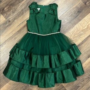 Bonnie Jean Formal Emerald Green layered dress size 7